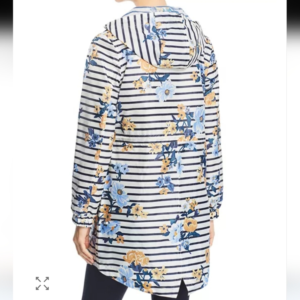 Joules GoLightly Packable Striped Floral Print Raincoat Size 4 NWT'S - Picture 3 of 16